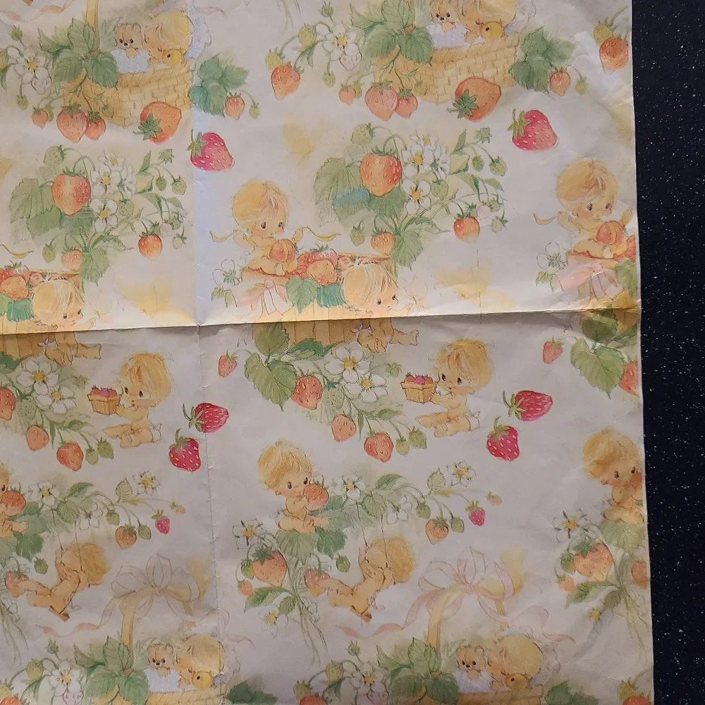 American Greetings Vintage Wrapping Paper - Baby - Partial Sheet - Vintage Retro